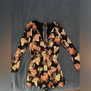 Floral Plunge Neck Romper